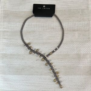 The Limited Silver-Tone Necklace with Pale Olive Bead Drops